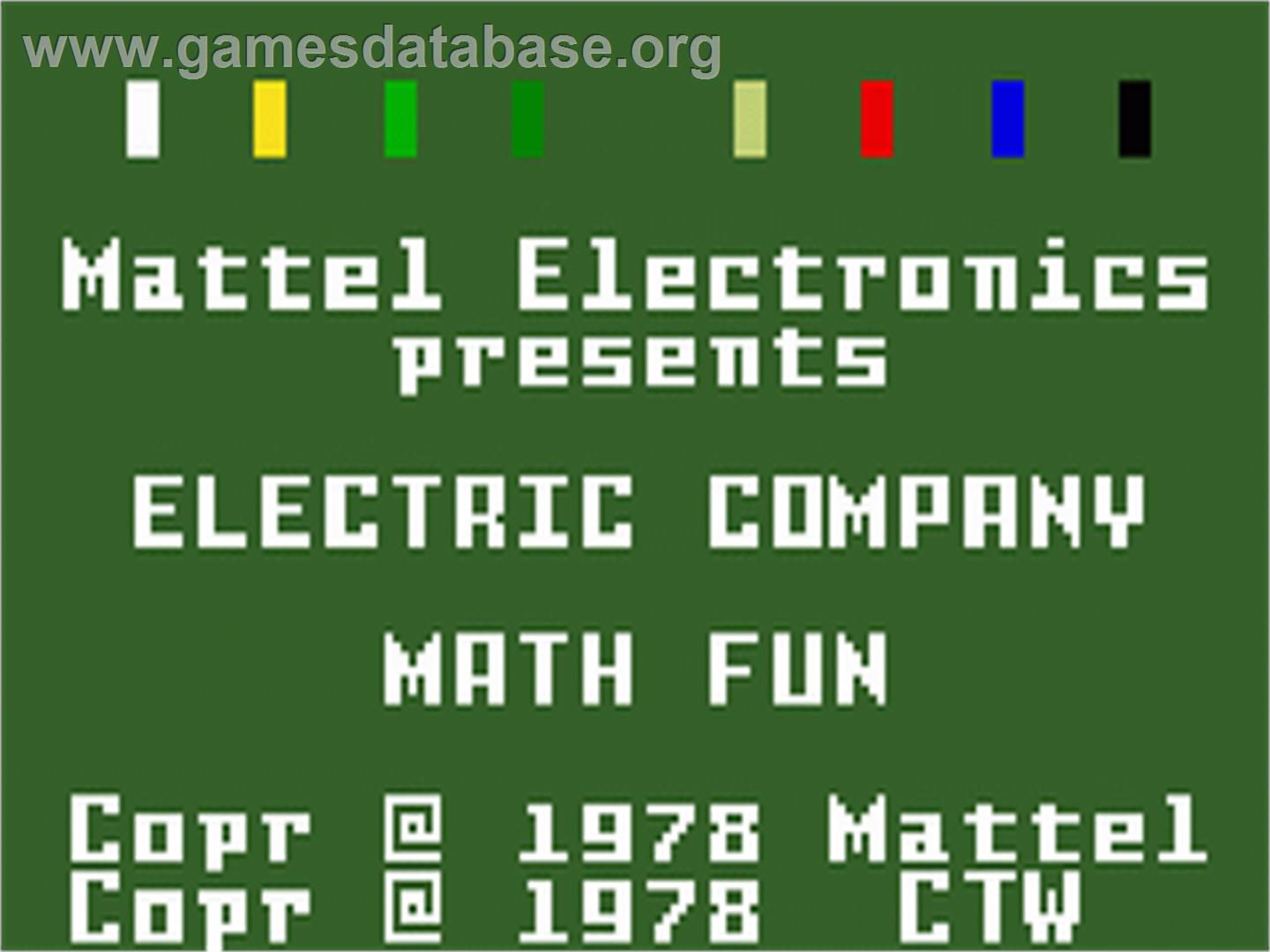 Electric Company: Math Fun - Mattel Intellivision - Artwork - Title Screen
