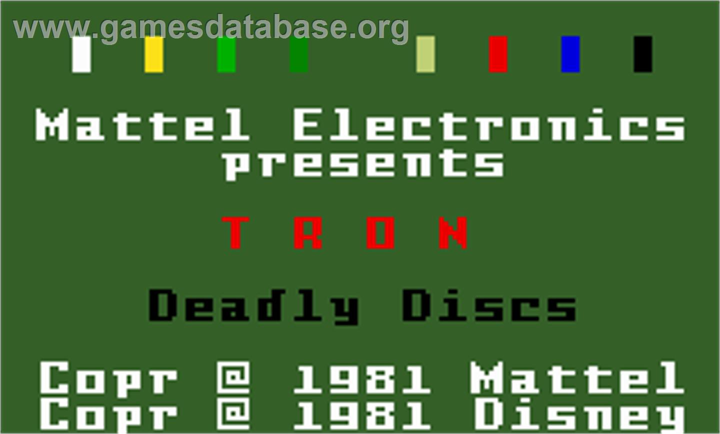 Tron - Deadly Discs - Mattel Intellivision - Artwork - Title Screen