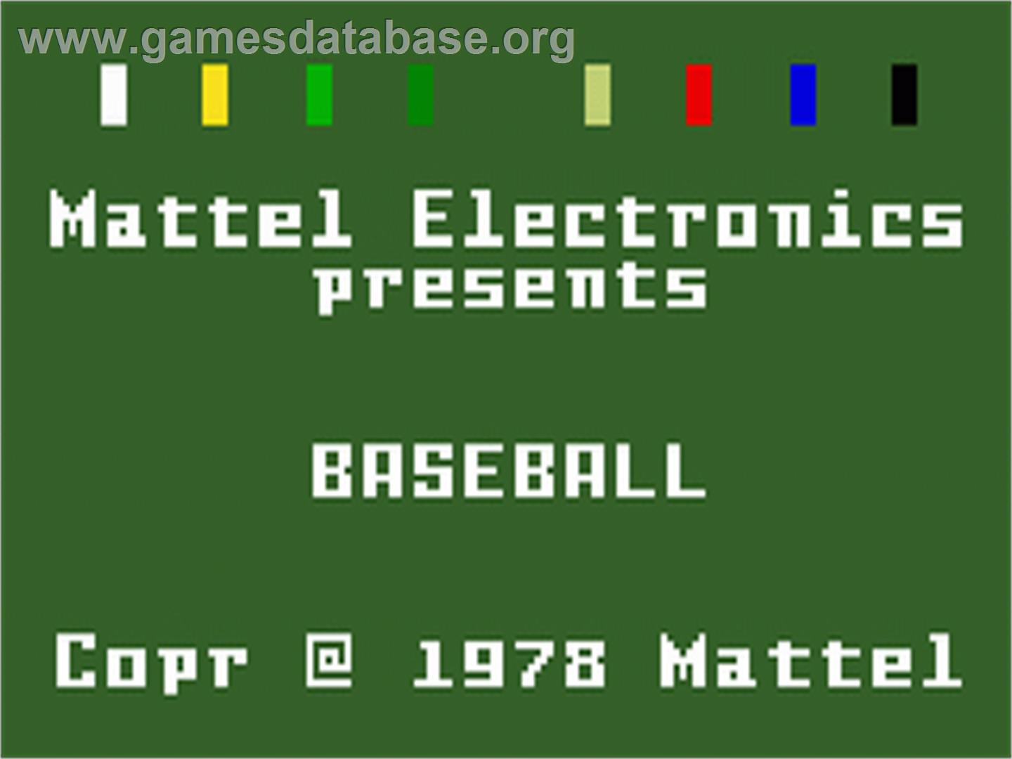 World Championship Baseball - Mattel Intellivision - Artwork - Title Screen