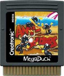 Cartridge artwork for Ant Soldiers on the Mega Duck.