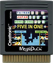 Cartridge artwork for Commin 5 in 1 on the Mega Duck.