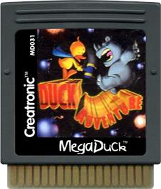 Cartridge artwork for Duck Adventures on the Mega Duck.