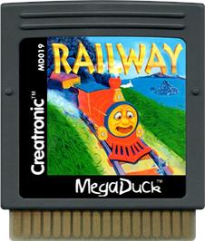Cartridge artwork for Railway on the Mega Duck.