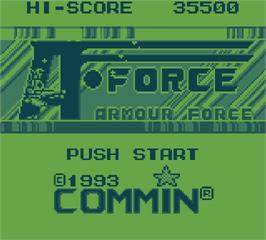 Title screen of Armour Force on the Mega Duck.