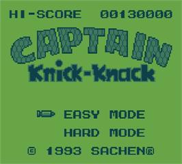 Title screen of Captain Knick Knack on the Mega Duck.