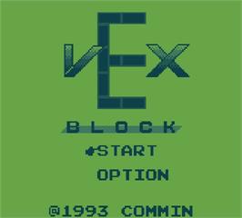 Title screen of Vex on the Mega Duck.