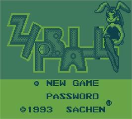 Title screen of Zipball on the Mega Duck.