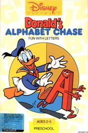 Box cover for Donald's Alphabet Chase on the Microsoft DOS.
