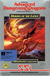 Box cover for Heroes Of The Lance on the Microsoft DOS.