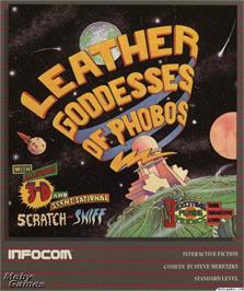 Box cover for Leather Goddesses of Phobos on the Microsoft DOS.