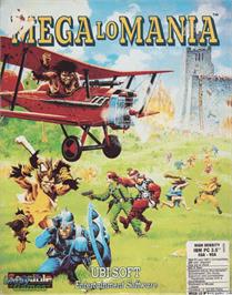 Box cover for Mega Lo Mania on the Microsoft DOS.