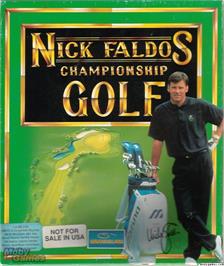 Box cover for Nick Faldo's Championship Golf on the Microsoft DOS.