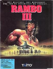 Box cover for Rambo III on the Microsoft DOS.