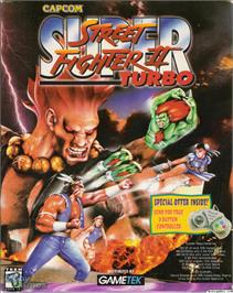 Box cover for Super Street Fighter II Turbo on the Microsoft DOS.
