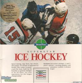 Box cover for Superstar Ice Hockey on the Microsoft DOS.
