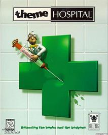 Box cover for Theme Hospital on the Microsoft DOS.