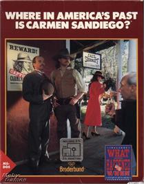Box cover for Where in America's Past Is Carmen Sandiego? on the Microsoft DOS.