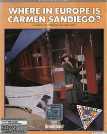 Box cover for Where in Europe is Carmen Sandiego? on the Microsoft DOS.