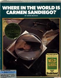 Box cover for Where in the World is Carmen Sandiego on the Microsoft DOS.