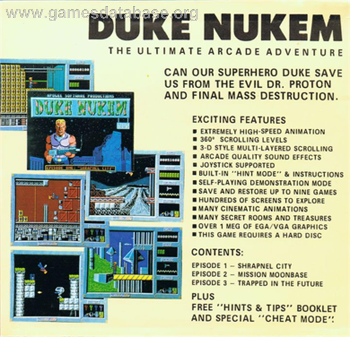 Duke Nukem -  Episode 2 - Mission -  Moonbase - Microsoft DOS - Artwork - Box