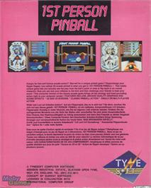Box back cover for 1st Person Pinball on the Microsoft DOS.