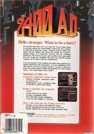 Box back cover for 2400 A.D. on the Microsoft DOS.