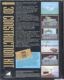 Box back cover for 3D Construction Kit on the Microsoft DOS.