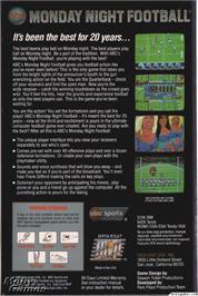 Box back cover for Abc Monday Night Football on the Microsoft DOS.