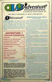 Box back cover for Adventureland on the Microsoft DOS.