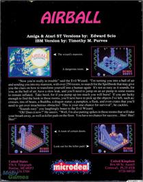Box back cover for Airball on the Microsoft DOS.
