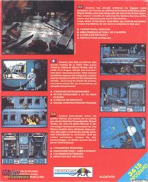 Box back cover for Alcatraz on the Microsoft DOS.