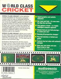 Box back cover for Allan Border's Cricket on the Microsoft DOS.