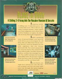 Box back cover for Alone in the Dark on the Microsoft DOS.