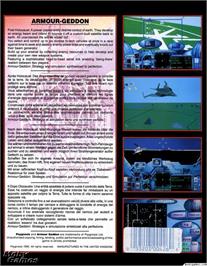 Box back cover for Armour-Geddon on the Microsoft DOS.