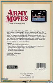 Box back cover for Army Moves on the Microsoft DOS.