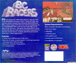 Box back cover for BC Racers on the Microsoft DOS.