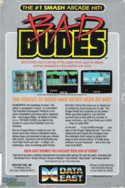 Box back cover for Bad Dudes on the Microsoft DOS.