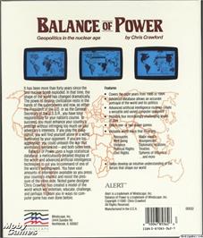 Box back cover for Balance of Power on the Microsoft DOS.
