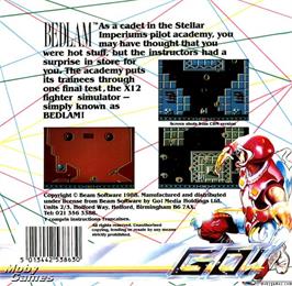 Box back cover for Bedlam (1988) on the Microsoft DOS.