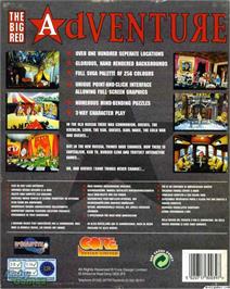 Box back cover for Big Red Adventure on the Microsoft DOS.