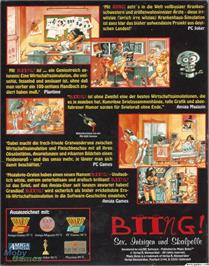 Box back cover for Biing! Sex, Intrigue and Scalpels on the Microsoft DOS.