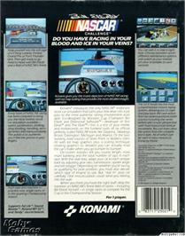 Box back cover for Bill Elliott's NASCAR Challenge on the Microsoft DOS.