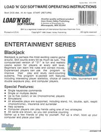 Box back cover for Blackjack on the Microsoft DOS.