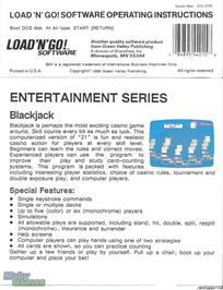 Box back cover for Blackjack (1987) on the Microsoft DOS.