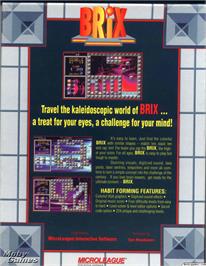 Box back cover for Brix (1993) on the Microsoft DOS.