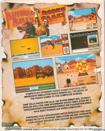 Box back cover for Buffalo Bill's Wild West Show on the Microsoft DOS.