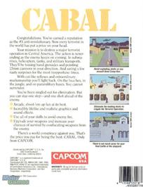 Box back cover for Cabal on the Microsoft DOS.