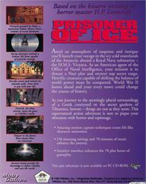 Box back cover for Call of Cthulhu - Prisoner of Ice on the Microsoft DOS.