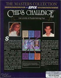 Box back cover for Chip's Challenge on the Microsoft DOS.