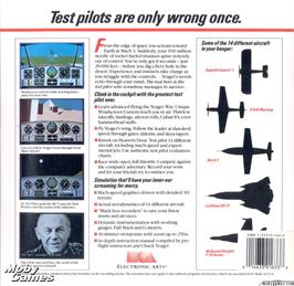 Box back cover for Chuck Yeager's Advanced Flight Trainer on the Microsoft DOS.